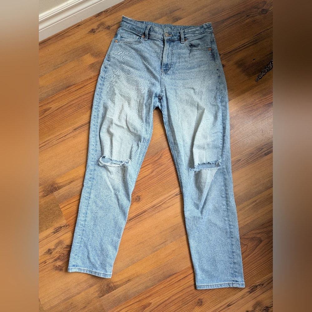 American Eagle Outfitters Distressed Blue Straight Jeans